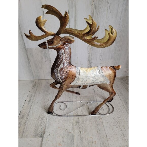 Pier 1 ? Metal glitter reindeer Xmas home decor unique deer buck figure - Picture 1 of 10